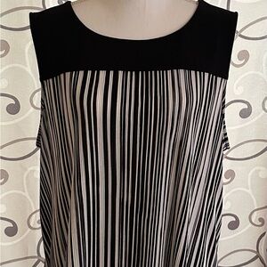 Roz & Ali Black and White Striped Blouse